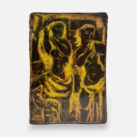 20thc Studio Art Pottery Stoneware Mcm Tile Dancing Nude Women Auction