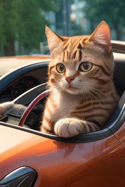 Premium AI Image | cat driving a car