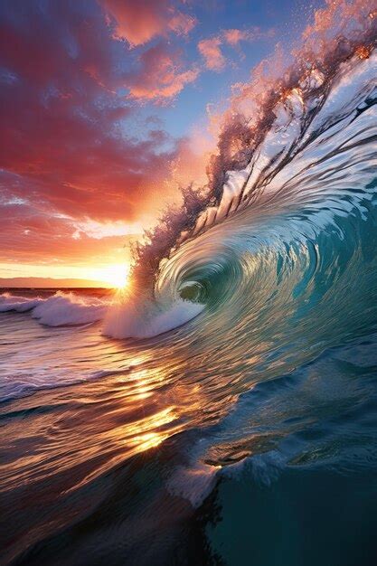 colorful high ocean wave premium ai generated image