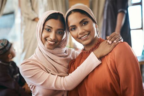 Muslim Sisters Taking Selfies in Traditional Islamic Head Scarf Inside ...