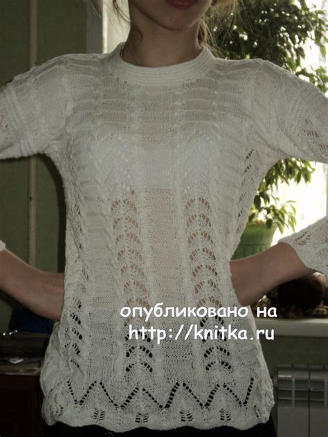 Ажурная кофточка спицами – работа Ольги, Вязание для женщин