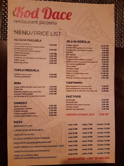 menu  restoran kod dace restaurant citluk