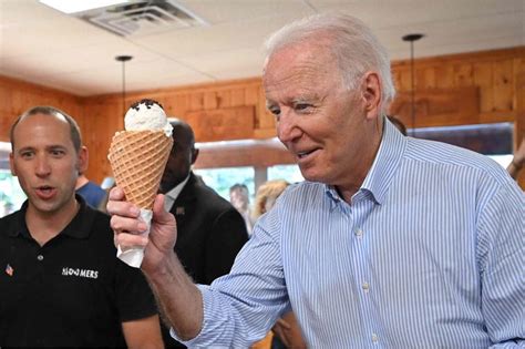 Biden munches on ice cream and cherries during Michigan trip