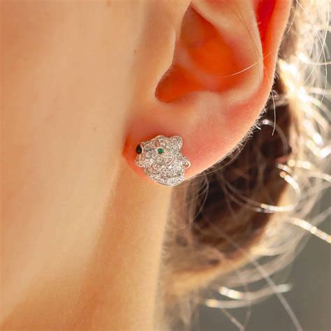 Vintage Cartier Diamond Panther Head Stud Earrings at Susannah Lovis ...