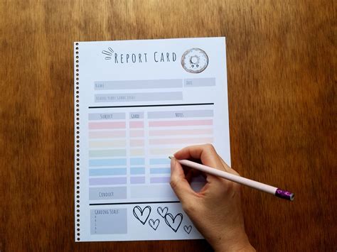 homeschool report card cute grade card kawaii style report etsy