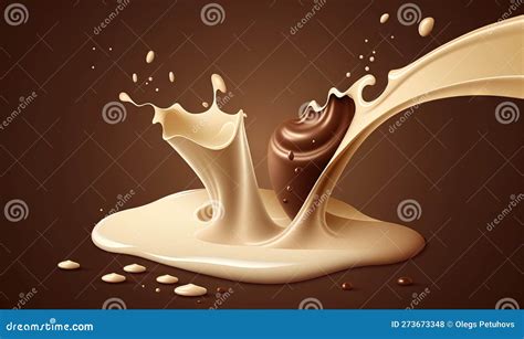 A Milk Splash with Chocolate in it on a Brown Background Stock ...