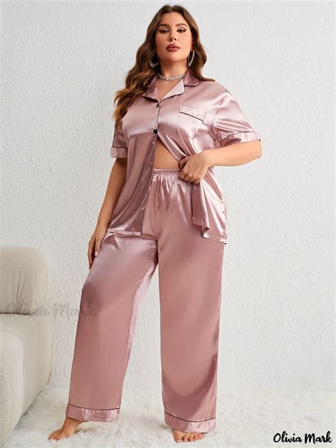olivia mark  size elegant pajama set womens  short sleeve