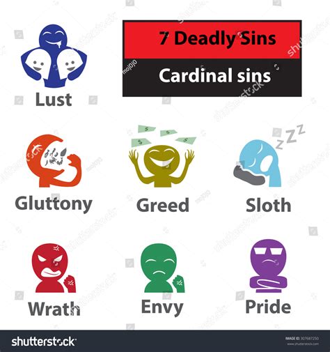 Seven Deadly Sins Cardinal Sins Signs Stock Vector (Royalty Free) 307687250