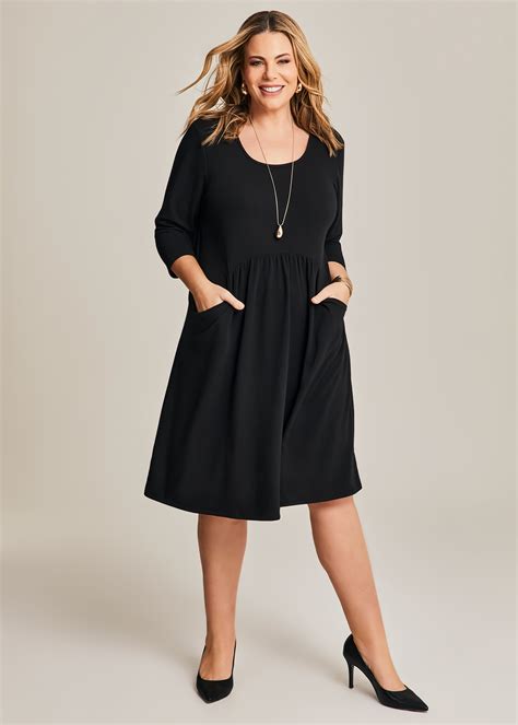 Shop Plus Size Empire Line Dress, Black | Taking Shape NZ