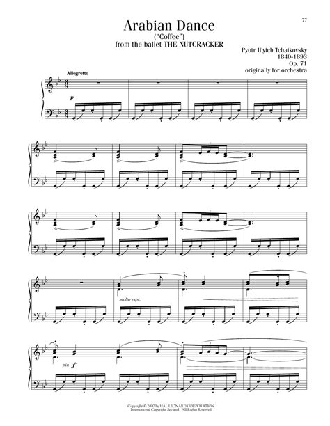 Arabian Dance ("Coffee"), Op. 71a by Pyotr Il'yich Tchaikovsky Sheet