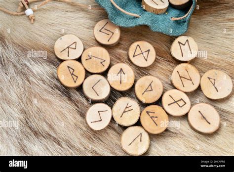 Handmade runes for fortunetelling Stock Photo - Alamy