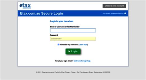 secure.etax.com.au - Etax Login | Existing Users Lo... - Secure Etax