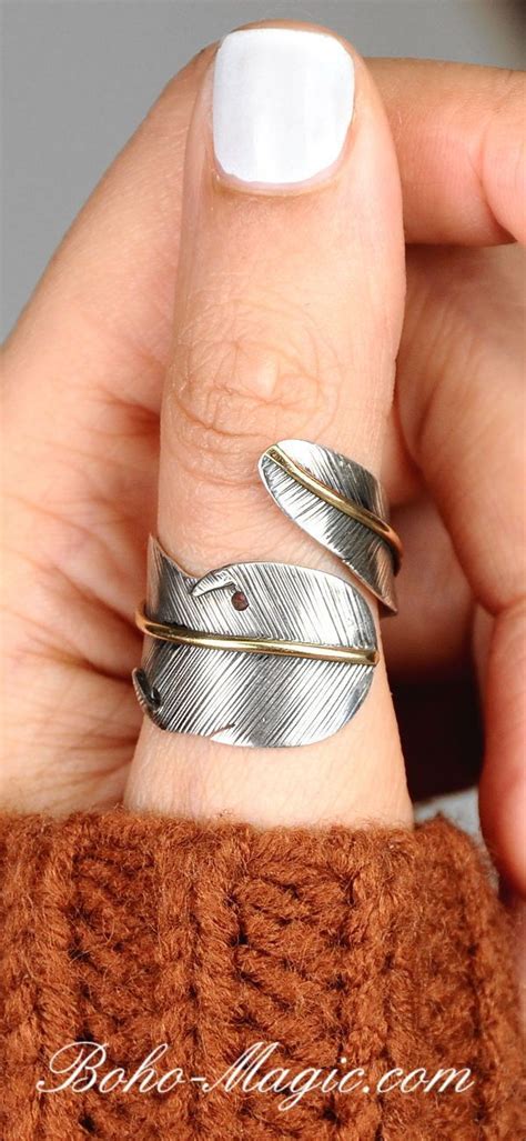 Schmuck Boho Feder Ring, Wrap Ring, 925 Sterling Silber Ring ...
