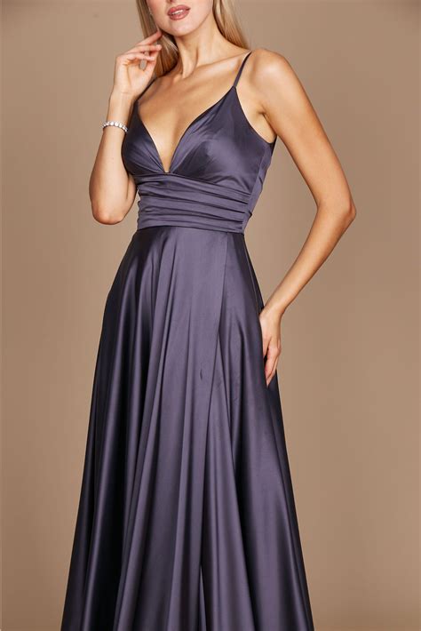 Navy Dylan & Davids Long Spaghetti Strap Prom Formal Gown - Formal