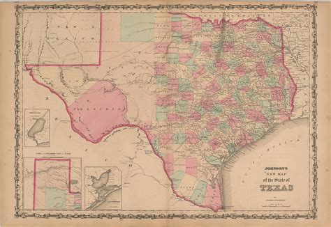 Johnson s New Map of the State of Texas New York Painting by Alvin ...