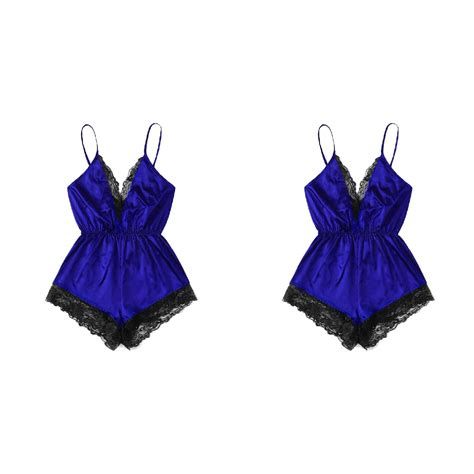 2 Pack,Fashion Women Lingerie V-neck Lace Splice Bodysuit Sleepwear