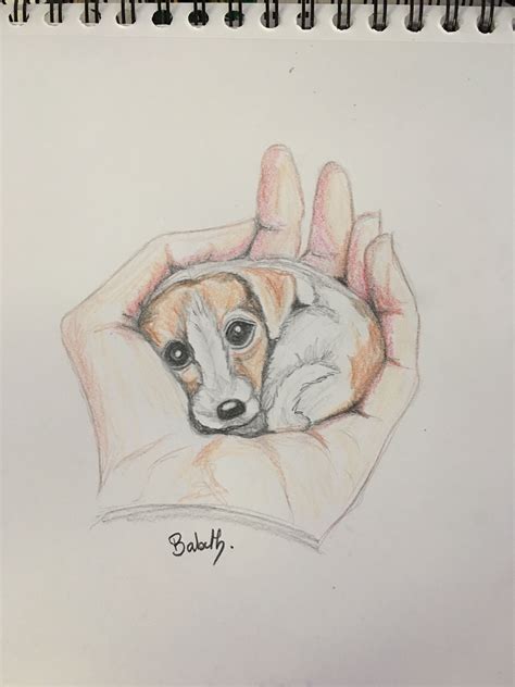 Drawing of a Dog in Someone's Hand
