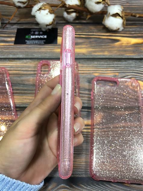 Купить Чехол iPhone 7, 8 противоударный с блестками (розовый) в ...