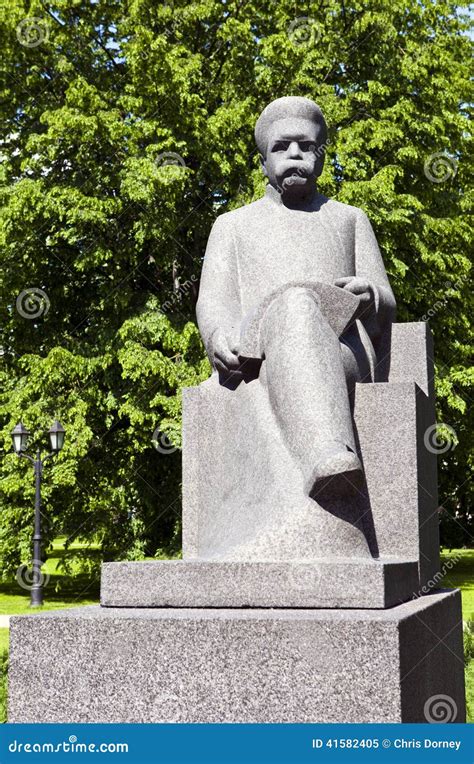 Rudolfs Blaumanis Sculpture in Riga Stock Image - Image of park ...