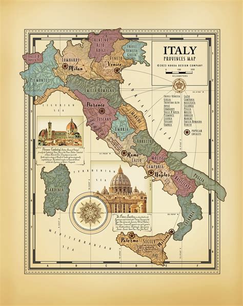 Vintage Map of Italy - Etsy