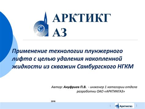 ОАО «АРКТИКГАЗ». Применение технологии плунжерного лифта с целью ...