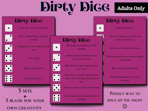 Dirty Dice Game , Couples Games , Adult Games for Couples , Printable