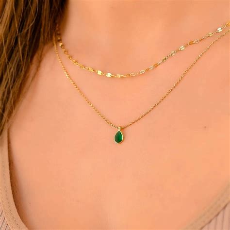 Green and Gold Necklace, Green Necklaces for Women, Green Stone ...