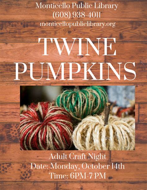 Adult Twine Pumpkin Craft | Monticello Public Library