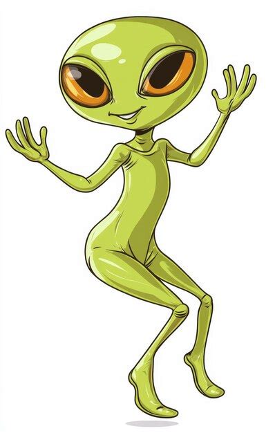 cartoon   green alien  orange eyes premium ai generated image