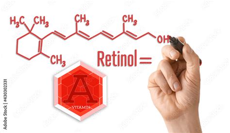 woman  marker drawing chemical structural formula  retinol