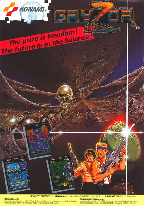 contra gryzor north american  european arcade flyers rretrogaming