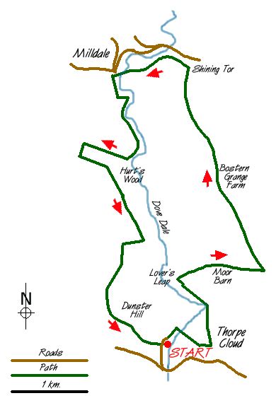 Kort af gönguleið | Route map, Map, Thorpe cloud