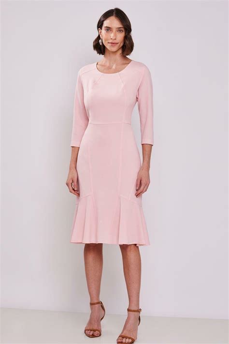 Vestido Rosa Claro Midi - Vestido Midi Crepe Rosa Claro - Rubinella