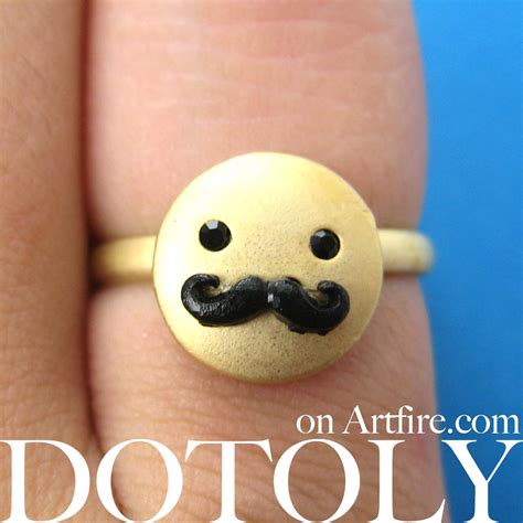 Adjustable Monopoly Man Mustache Moustache Ring in Gold ALLERGY FREE ...