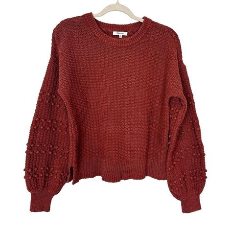 Madewell Bobble Pullover Sweater Women's Medium Red... - Depop Update