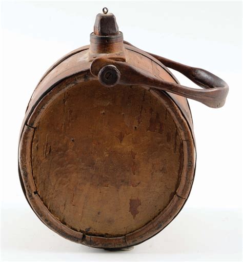 lot detail wooden canteen circa    original carrying handle