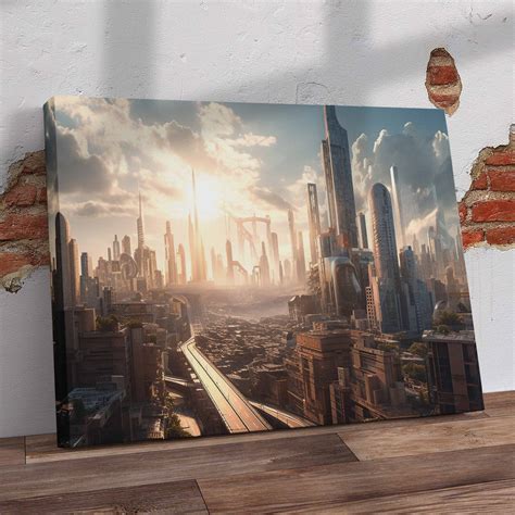 Futuristic City Skyline Pre-Printed Canvas – Canvas and Gifts