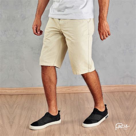 BERMUDA MASCULINA SARJA BRIM - BEGE