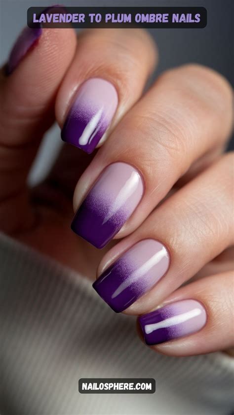 Moody Plum & Lavender Gradient Ombre - plum and lavender ombre nails moody fall