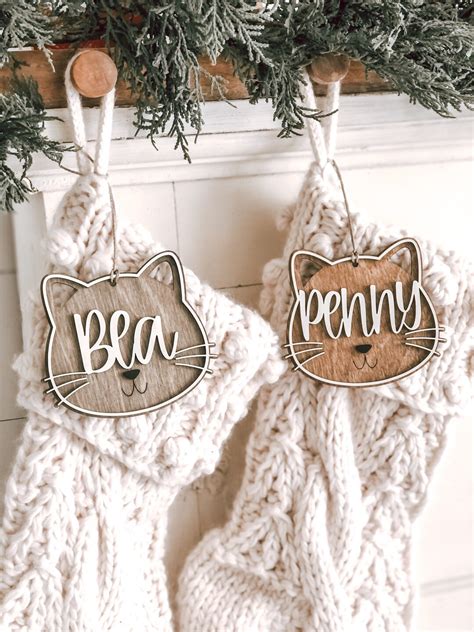 Personalized CAT Christmas Stocking Name Tags / CAT Tags / Personalized ...