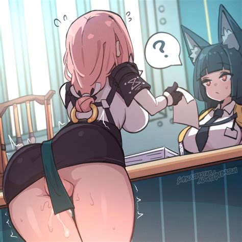 Rule 34 - 2girls ? animal ear fluff animal ears artist name ass ass