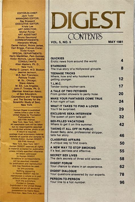 Human Digest May 1981 *Porn Star Seka* Adult Digest Letter's Booklet - VM16