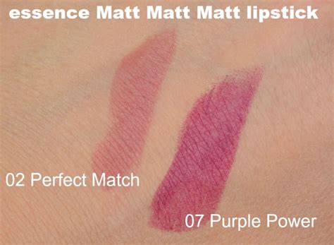 Essence Matt Matt Matt lipstick 02 Perfect Match & 07 Purple Power ...