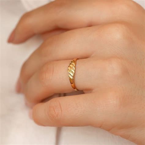 real gold rings  women simple ring design minimal luxe gold band