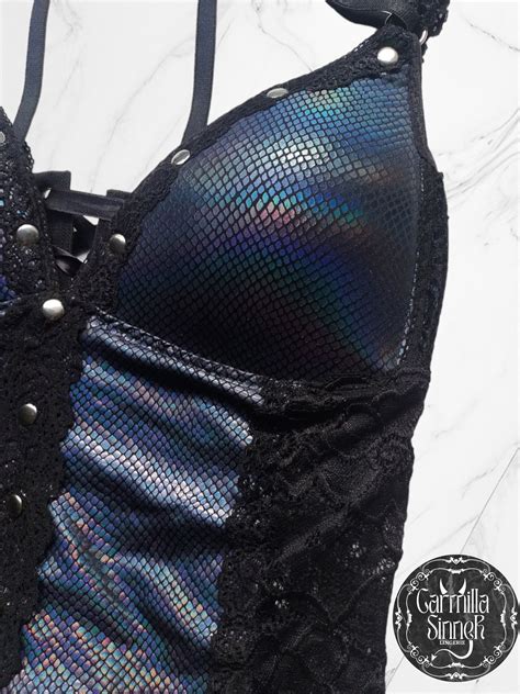 Set Siren, Gothic Top, Gothic Bustier, Gothic Lingerie, Lingerie Set