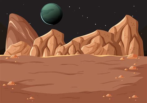 Outer space surface landscape with planet 3223016 Vector Art at Vecteezy