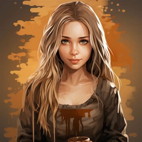 Premium Photo | A girl with long blonde hair holding a cup of coffee