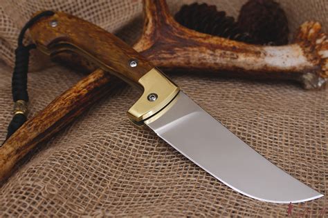 Складной нож "Пчак" Bohler К340, рукоять янтарная карельская береза ...