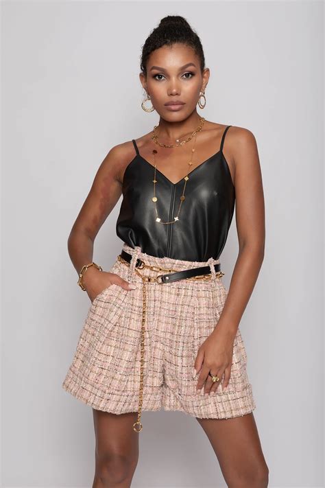 Твидовые шорты с отворотами → BOLLU - FASHION