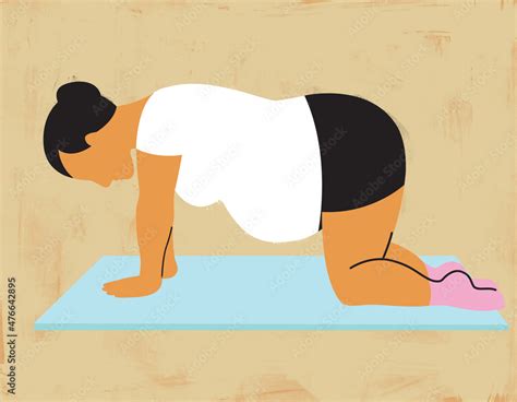 illustration pregnant woman  labor  hands  knees birth
